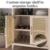 INFURNIC Decorative Storage Cabinets Bohemian Arched Display Cabinet with Adjustable Shelves and Rustic Rattan Doors, Brown, 31"*18.5"*70" - 2 of 4