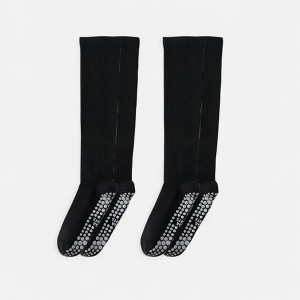 Anna-Kaci Women's 2-Pack Long Ribbed Non-Slip Socks with Grip Soles for Indoor Comfort and Support - 1 of 4