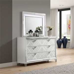 Royal Hampton Dresser Mirror with LED Lights, 47 Inch White Solid Wood Frame - 1 of 4