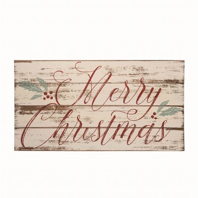 Transpac Wood White Christmas Merry Christmas Sign