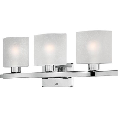 Sleek Chrome 26" Modern Bathroom Wall Light with White Linen Shades