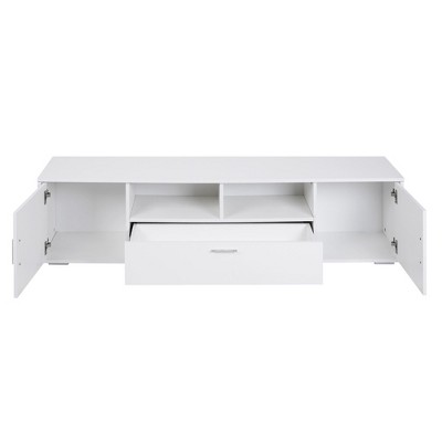 NicBex TV Stand with LED for TVs up to 75 Inches,Modern Entertainment Center with Cabinets,Open Shelves and Drawer,White