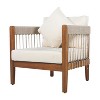 Okak Patio Accent Chairs with Handwoven Rope Frame,1 PCS,Upholstered Outdoor Armchair Acacia Club Chair for Backyard&Garden,400lbs Max - 3 of 4