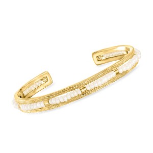 Ross-Simons 2.5-3mm Cultured Pearl Cuff Bracelet in 18kt Gold Over Sterling Size 7 - 1 of 2
