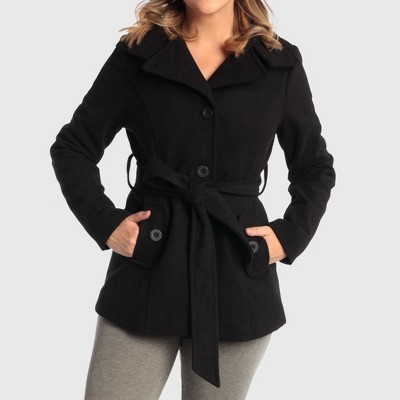 Alpine Swiss Bella Womens Wool Coat Button Up Jacket Belted Blazer
