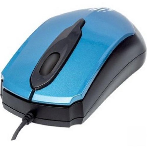 Manhattan Edge Optical USB Mouse - Optical - Cable - Black, Blue - USB - 1000 dpi - Scroll Wheel - 3 Button(s) - Symmetrical - image 1 of 1