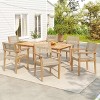 7 Piece Outdoor Patio Dining Set,Acacia Wood Dining Table and 6 Faux Wicker Dining Chairs Set,Rustic Wood Garden Dining Set for Deck-Coolbibila - 3 of 4