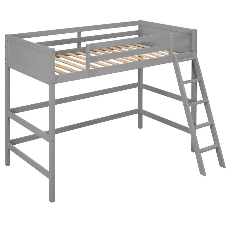 Twin Size Wood Loft Bed with Ladder-ModernLuxe, 5 of 9
