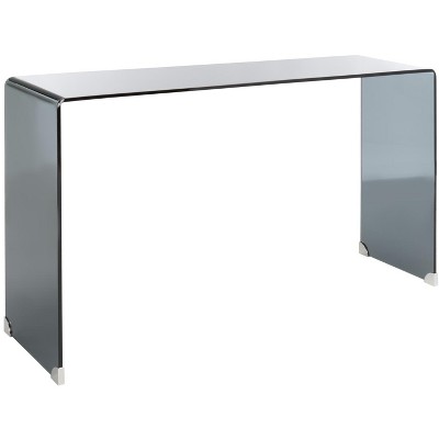 Huck Clear and Gray Glass Console Table with Storage
