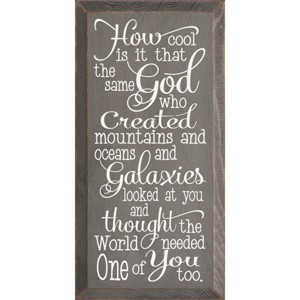 Slickblue Inspirational Christian Wood Sign – God Created You Too Quote – Rustic Wall Accent – 9x18, Grey-White - 1 of 3