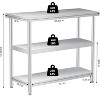 Stainless Steel Work Table, 3-Tier Commercial Metal Prep Table with Casters, Rust-Resistant Utility Tables - 2 of 4