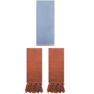 REGALWOVEN 3 Packs Cotton Soft Absorbent Tassels and Waffle Decorative Hand Towel - 1 of 4