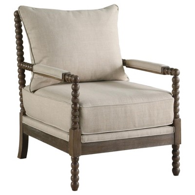 NicBex Linen Accent Chair,Upholstered Living Room Chairs with Spindl Backrest,Legs and Armrests,Cozy Armchair,Accent Chairs for Living Room