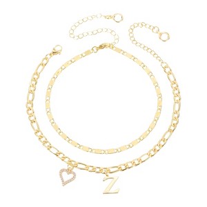 Unique Bargains 14K Gold Plated Dainty Heart Women's Ankle Bracelets with Box - 1 of 4