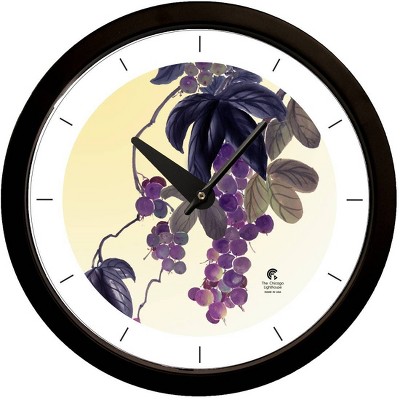 14.5" Artist Series Jackie Olenick Fruit of the Vine Decorative Clock Black - The Chicago Lighthouse