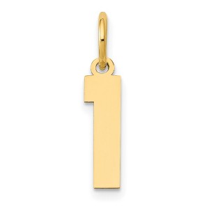 Black Bow Jewelry 14k Yellow Gold, Athletic Collection, Small Polished Number 1 Pendant - 1 of 4