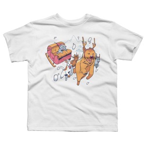 Boy's Design By Humans Christmas santa cat By ArtStyleAlice T-Shirt - 1 of 3