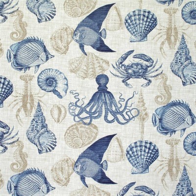 Navy and Khaki Sealife Marine Square Outdoor Pillows Set