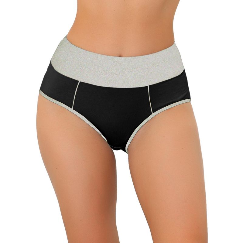 Allegra K Women's High Waist Tummy Control Color-Block Available in Plus Size Brief, 1 of 6
