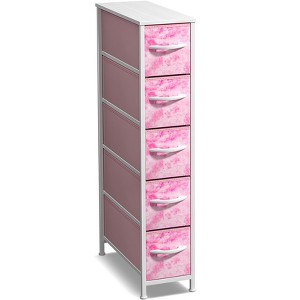 Sorbus 5 Drawers Narrow Dresser with Steel Frame, Wood Top & Easy Pull Fabric Bins for Small Spaces, Closets, Bedrooms, Bathrooms & Laundry - 1 of 4
