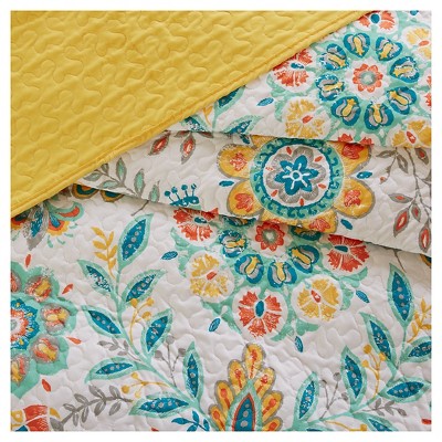 Bright Boho Medallion Full Microfiber Reversible Quilt Set