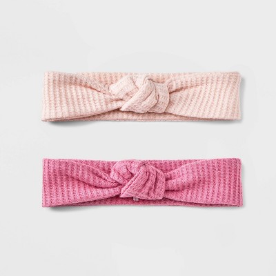 Image of Baby Girls' 2pk Waffle Headwrap - Cloud Island™ Pink Newborn