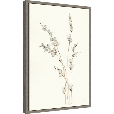 Willows IV Off-White and Gray Canvas Wall Art Print