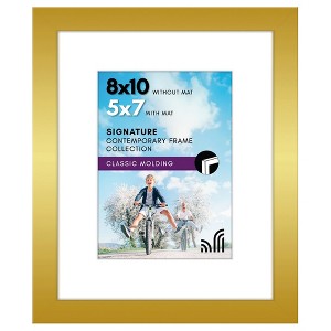 Americanflat Picture Frame in Gold with Lead Free Polished Glass - Horizontal and Vertical Formats for Wall and Tabletop - 8" x 10" - 1 of 4