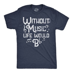 Mens Funny T Shirts Without Music Life Would B Flat Sarcastic Musical Graphic Novelty Tee For Men - Crazy Dog Men's T Shirt - 1 of 4