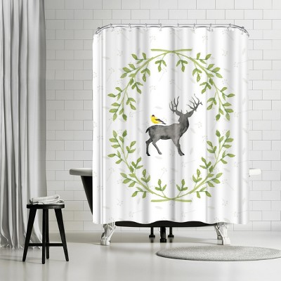 Americanflat Watercolor Deer & Bird by Samantha Ranlet 71" x 74" Shower Curtain
