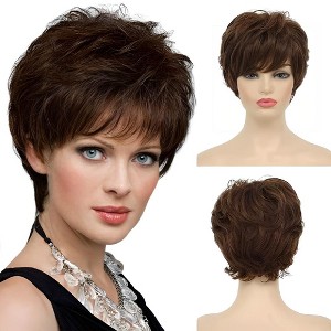 Jessie's Wig 4Inch Short Bob Wig With Bangs Synthetic Hair Brown Color 1 Pc/Pack - 1 of 4