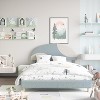 Twin Bed Frame with Round Boucle Headboard,Upholstered Arch-Shaped Design - 2 of 4