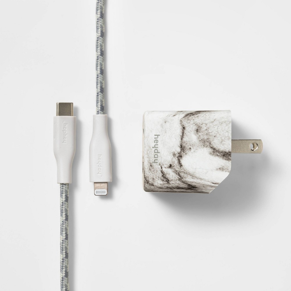 6' Lightning to USB-C Power Delivery Home Charging Kit - heyday™ Marble: USB Cable & Adapter