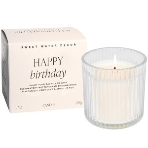 Sweet Water Decor Happy Birthday 11oz Ribbed Candle with Gift Box - 1 of 3