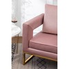 Velvet-Like Contemporary Accent Armchair with Cut-Out Armrests and Gold Metal Frame - 3 of 4