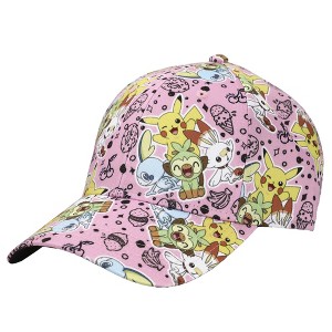 Pokemon Anime Characters All Over Print Pink Snapback - 1 of 4