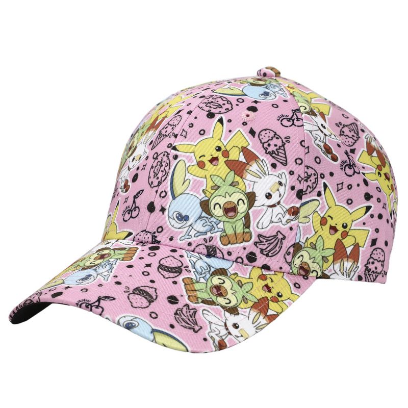 Pokemon Anime Characters All Over Print Pink Snapback, 1 of 6