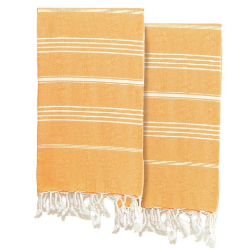 Mint Green & Orange Fouta Peshtemal Turkish Towel for Bath or