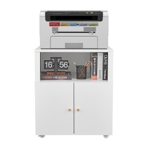 TIRAMISUBEST Home Office Printer Stand with Wheels - White Mobile File Cabinet - 1 of 4
