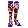 Mk Socks Tiger, Zebra, Cat Stripes Long Baseball, Football, Soccer Socks - Purple Gold - 2 of 3