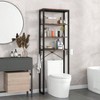 Bathroom Over Toilet Storage Rack 4 - Tier Industrial Organizer Shelf with Toilet Paper Holder Hook Multifunctional Freestanding - 2 of 4