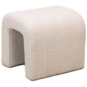 Nordlys White Bouclé Pouf Vintage Style Upholstery Living Room - 1 of 4