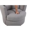 SKRAN Teddy Swivel Barrel Chair, Swivel Accent Chairs Armchair for Living Room for Bedroom, Round Barrel Chairs with Gold Stainless Steel Base(Grey) - 4 of 4