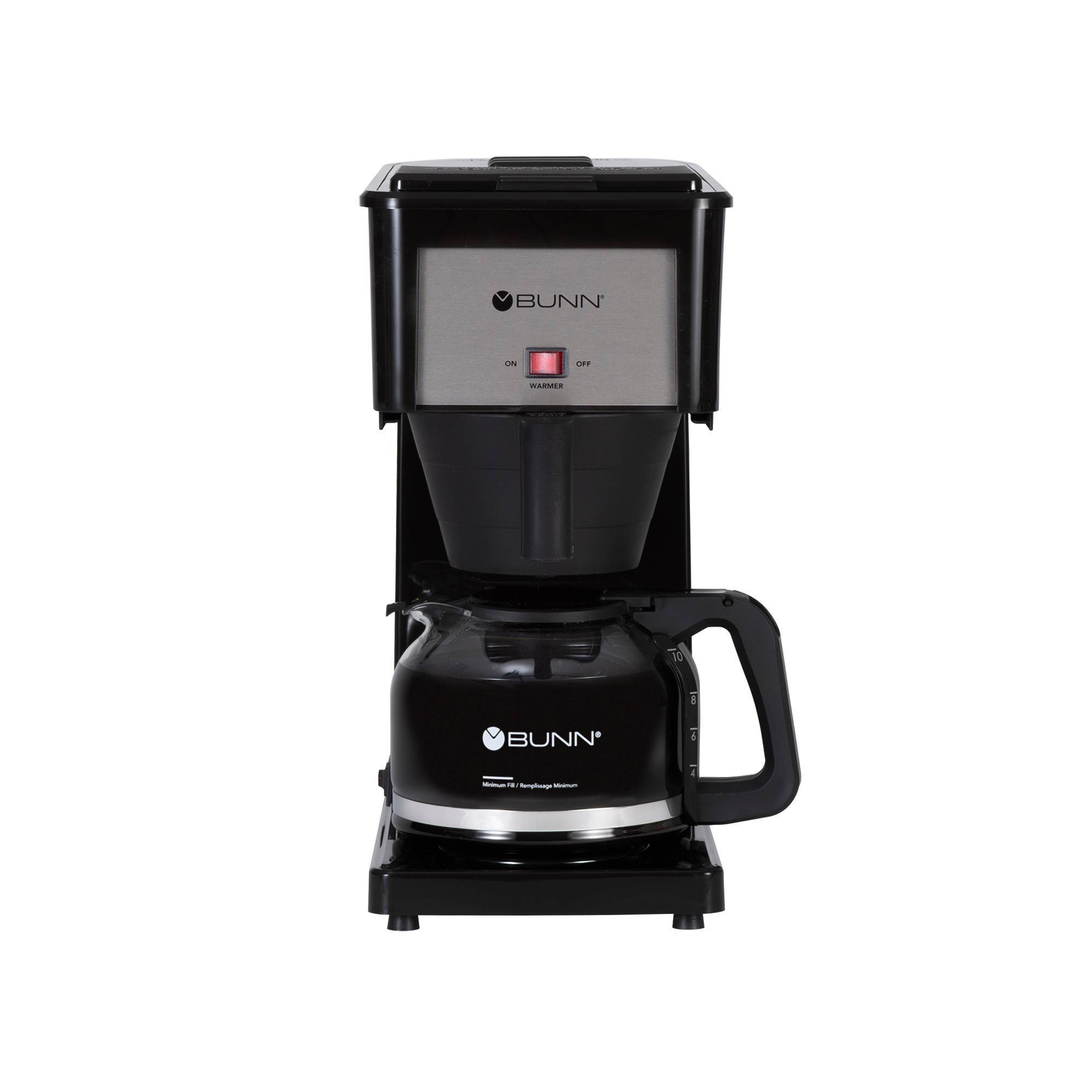BUNN Velocity Brew 10 Cup Coffee Brewer - Black GR-B: Stainless Steel, Dishwasher-Safe, Glass Carafe, 900W, Freestanding