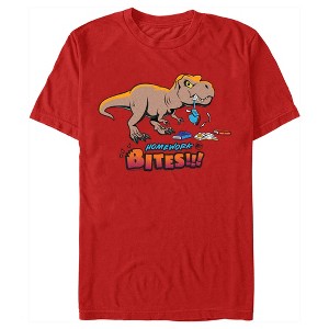 Men's Jurassic World T. Rex Homework Bites T-Shirt - 1 of 4