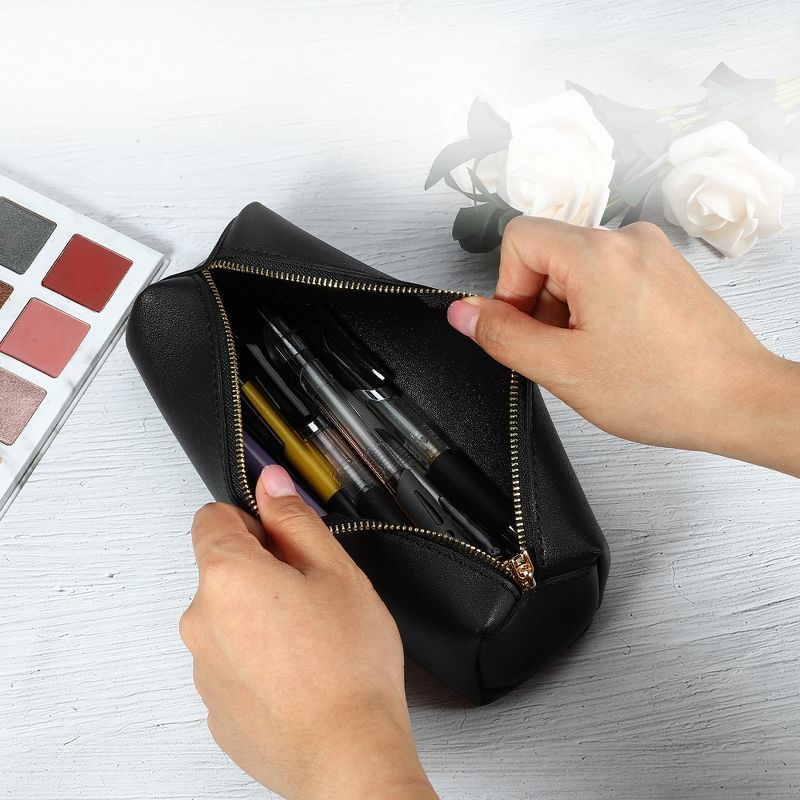 Unique Bargains Travel PU Leather Small Rectangular Makeup Brush Bag, 3 of 7