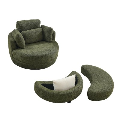 GDFStudio Dinah Modern 360° Swivel Boucle 15.7" H Chair with Storage Ottoman