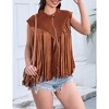 Coolmee Women's Fringe Vest 70s Denim Zip Up Jacket Hippie Sleeveless Loose Costume - 4 of 4