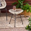 17.75'' Round Rattan Side Table with Tempered Glass Top,Modern Outdoor Accent Table for Balcony or Patio-Cuddlewood - 3 of 4