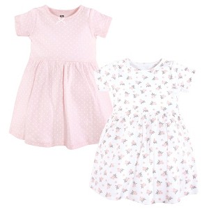 Hudson Baby Girls Cotton Dresses, Tiny Pink Flower - 1 of 4